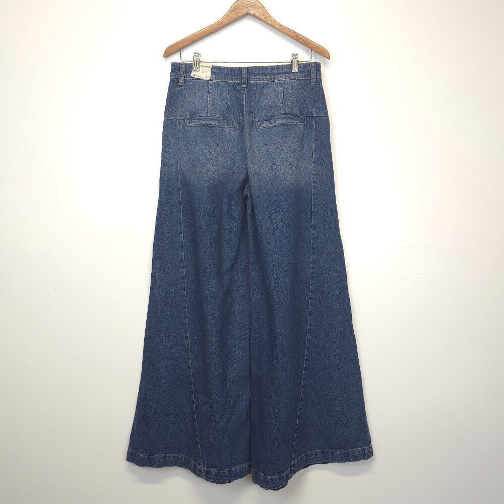 Free People We The Free Equinox Mid Rise Wide Leg Denim Trousers Size 28 - Picture 4 of 10